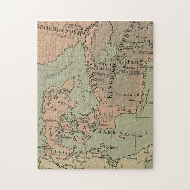 Gamla karta i Sverige, Danmark och Norge Pussel (Vertikal)