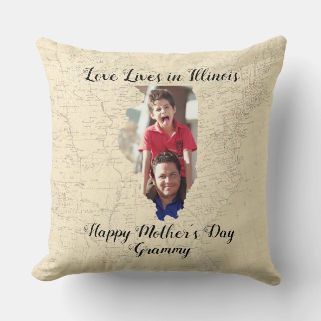 Gamla Karta Kärlek bor i Illinois State Shapto Kudde (Framsida)