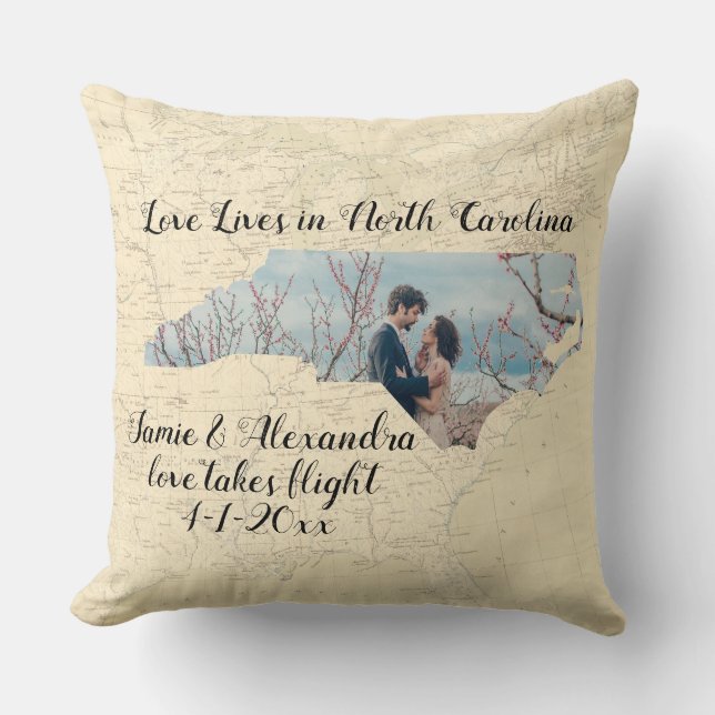 Gamla Karta Kärlek bor i North Carolina State Phot Kudde (Framsida)