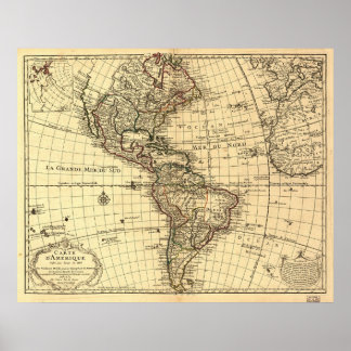 Gamla Karta på Westerna halvklotet. Fransk 1780 Poster