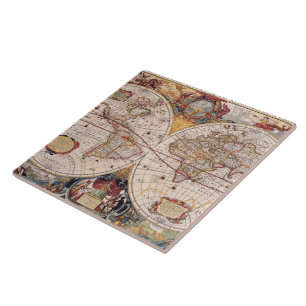 Gamla kartografiska Karta Kakelplatta