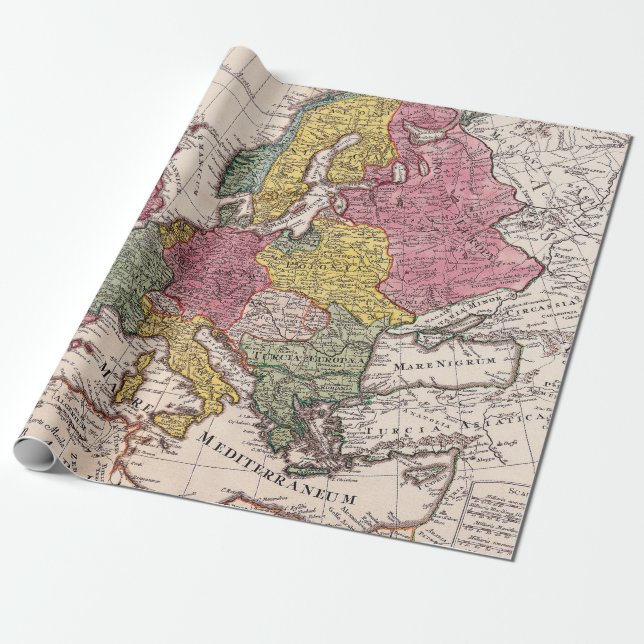 Gamla Kartor Mönster Presentpapper (Utrullad)