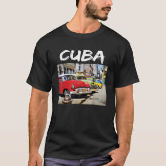 Gamla klassiska bilar Havana Cuba Vintage Shirt De T