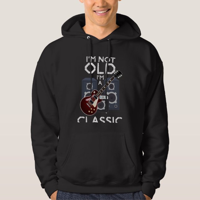 Gamla klassiska Guitar Birthday Guitarist Musician Hoodie (Framsida)