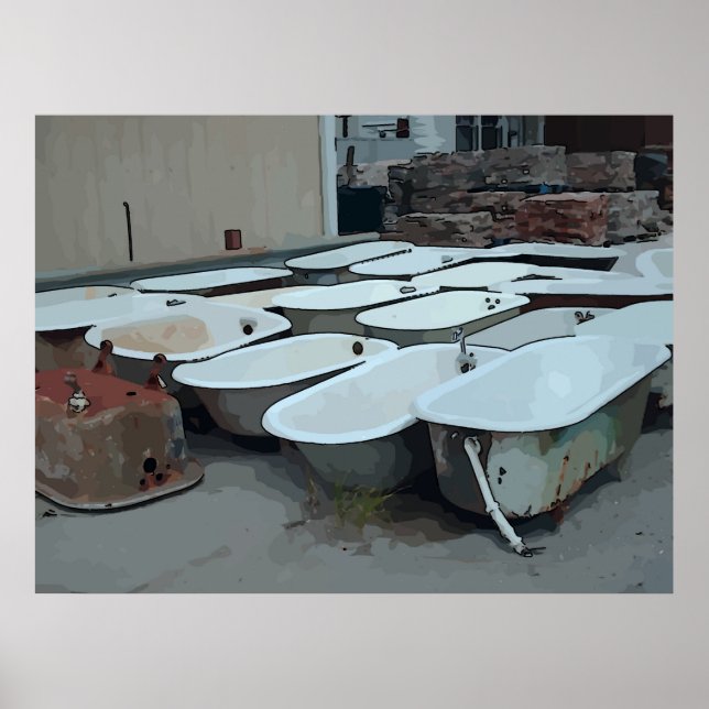 Gamla Klo foot Bath-tubbar Poster (Framsidan)