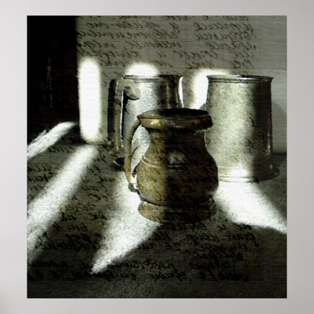 Gamla koppar och Pewter Mugg Poster (Framsidan)