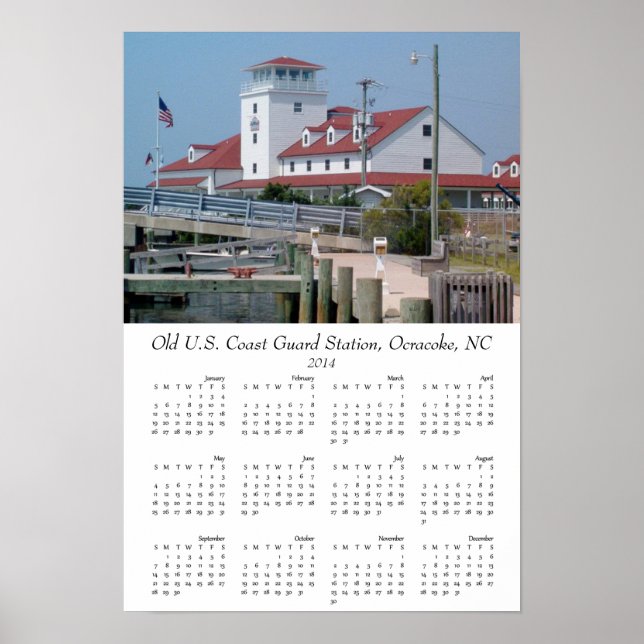 Gamla kustbevakningsstationen Outer Banks Ocracoke Poster (Framsidan)
