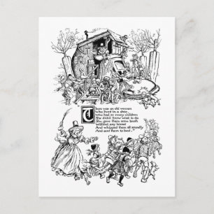 Gamla kvinnor i en Shoe Nursery Rhyme Vykort