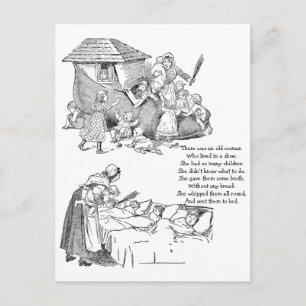 Gamla kvinnor i Shoe Nursery Rhyme Vykort