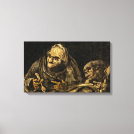 Gamla kvinnor med Skeleton (Död) (Francisco Goya) Canvastryck
