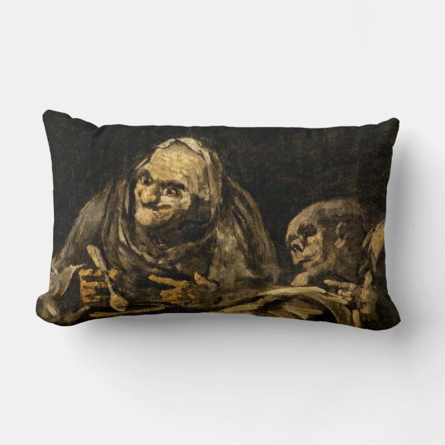 Gamla kvinnor med Skeleton (Död) (Francisco Goya) Lumbarkudde (Framsida)