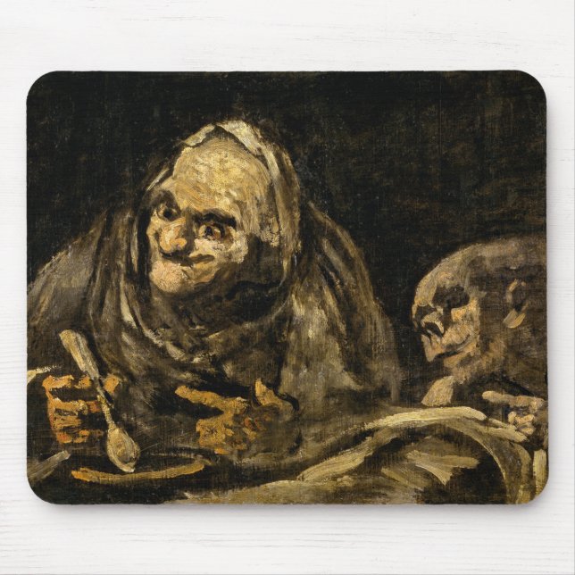 Gamla kvinnor med Skeleton (Död) (Francisco Goya) Musmatta (Framsidan)