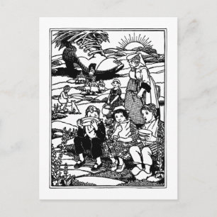 Gamla kvinnor och Shoe House Nursery Rhyme Vykort
