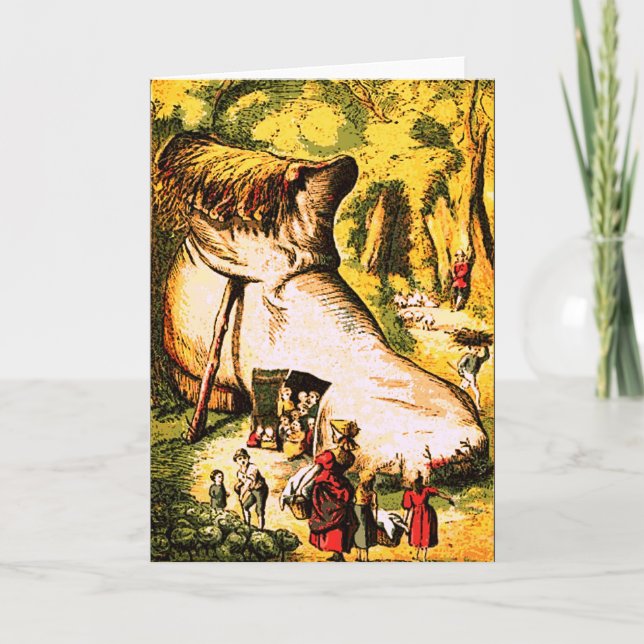 Gamla kvinnor som bodde i ett Shoe Greeting Card Kort (Framsida)