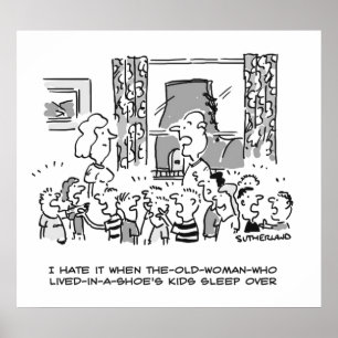 Gamla kvinnor som levde i en Shoes Kids Sleepover Poster