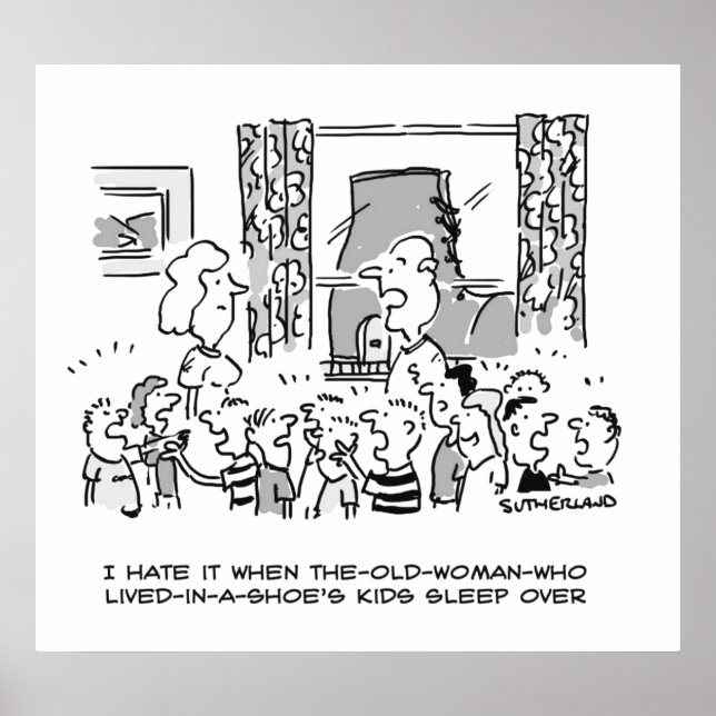 Gamla kvinnor som levde i en Shoes Kids Sleepover Poster (Framsidan)
