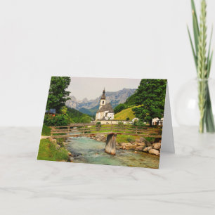 Gamla kyrkan och bron i Bayern, Tyskland Kort