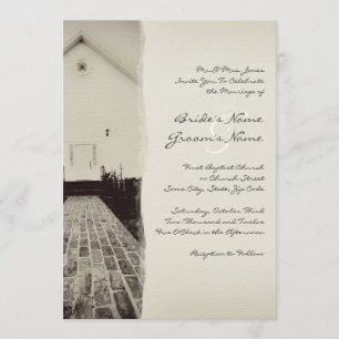 Gamla kyrkan Vintage bröllop inbjudan 5x7