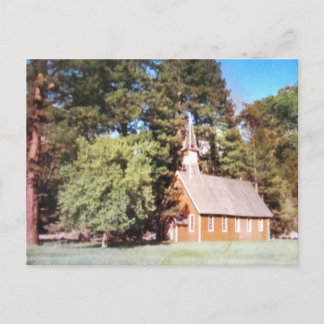 Gamla kyrkan Yosemite California. Vintage Vykort