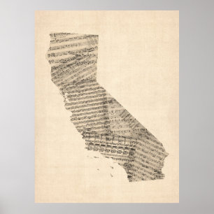 Gamla Lakan Music Karta i Kalifornien Poster