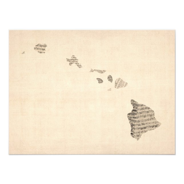 Gamla Lakan Music Karta på Hawaii Fototryck (Framsidan)