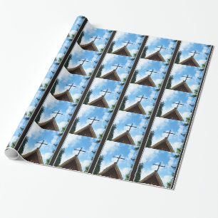 Gamla Land Church Blue och Brown jul Presentpapper