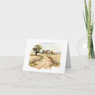 Gamla Land Lane med gammal Farm House BLANK Kort