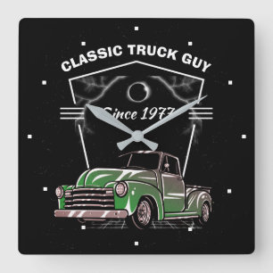 Gamla Lastbil Classic Lastbil Guy Grönt Chevy seda Fyrkantig Klocka
