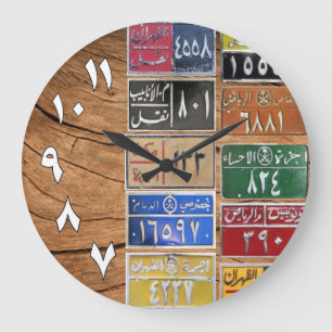 Gamla licenser tallrikar Design Large Clock Stor Klocka