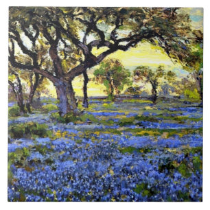 Gamla Live Oak Träd och Bluebells Kakelplatta