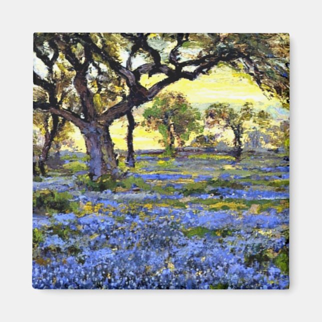 Gamla Live Oak Träd och Bluebells - Onderdonk art Magnet (Framsidan)