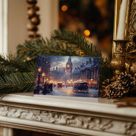 Gamla London-julen med Snowy Streets Helg Vykort