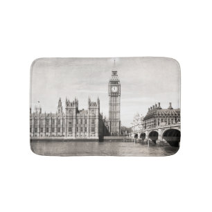 Gamla London, svarta och vita.. Badrumsmatta