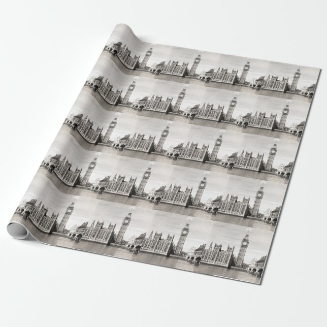 Gamla London, svarta och vita.. Presentpapper (Utrullad)