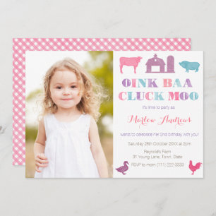 Gamla MacDonald Boskap Party-kort Bild Inbjudningar