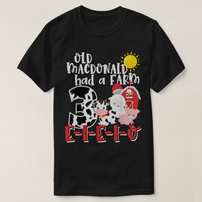 Gamla MacDonald Farm 3:e födelsedagen 3 år gamla B T Shirt (Design framsida)
