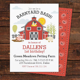 Gamla Macdonald Farm Barnyard 1:a födeldagen Party Inbjudningar