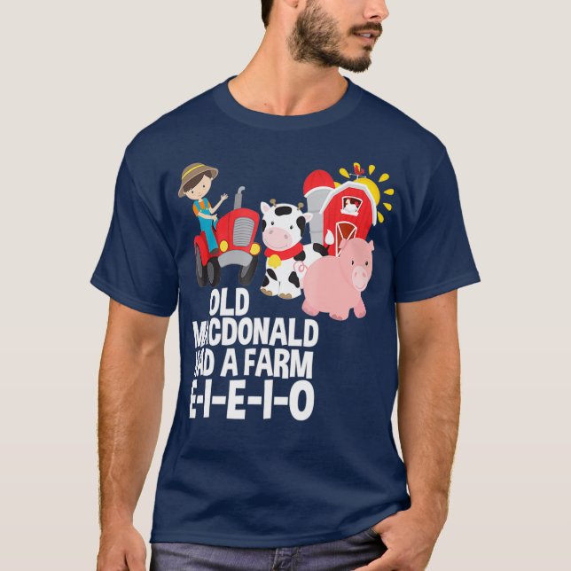 Gamla MacDonald hade en Farm EIO Nursery Rhyme T Shirt (Framsida)