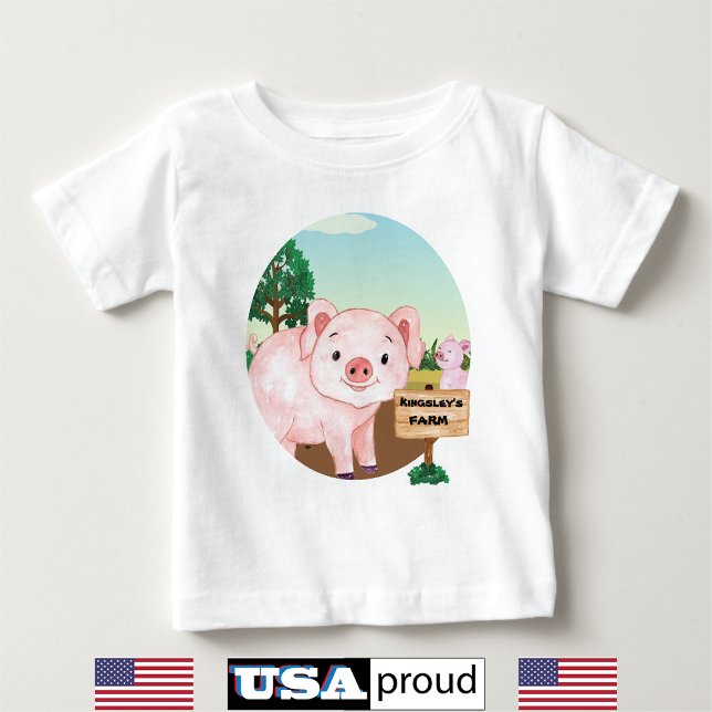 Gamla MacDonald's Farm 🐮 Cute Gris Monogram T Shirt (Skapare uppladdad)