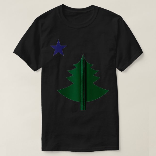 Gamla Maine Statlig flagga 1901 Gräs Träd Zip T Shirt (Design framsida)