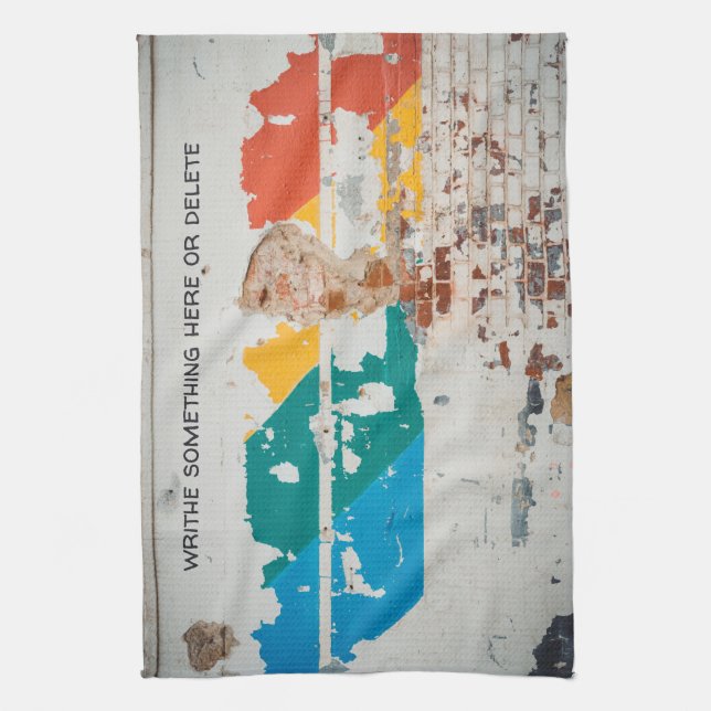 Gamla målade väggar med graffiti kökshandduk (Vertikal)