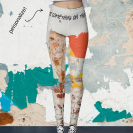 Gamla målade väggar med graffiti leggings