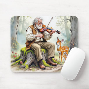 Gamla män som spelar en damm i skogen musmatta