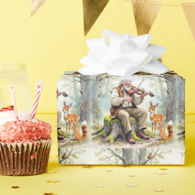 Gamla män som spelar en damm i skogen presentpapper (Födelsedagsfest)