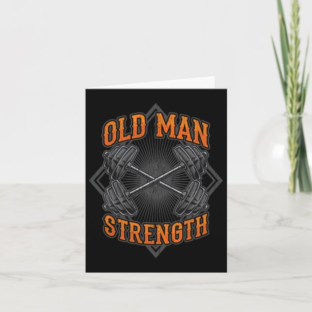 Gamla Man Strength Muscle Gym Training Bodybuildin Kort (Framsida)