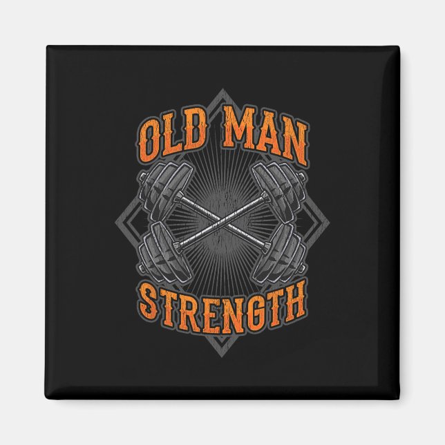 Gamla Man Strength Muscle Gym Training Bodybuildin Magnet (Framsidan)