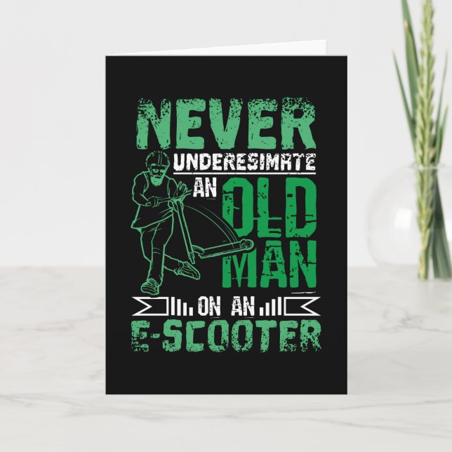 Gamla mannen på E-scooter Kort (Framsida)