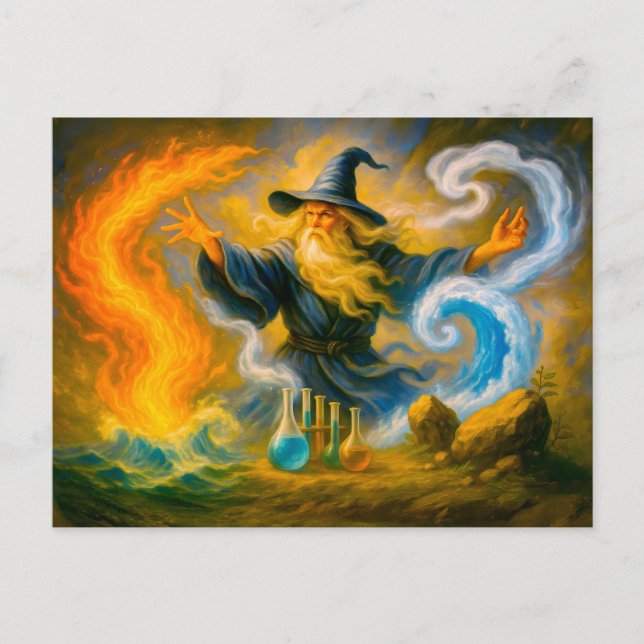 Gamla manskapet som behärskar de fyra inslagen i o helg vykort (Framsida)