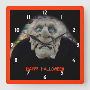 Gamla mansmask i svart bakgrund fyrkantig klocka