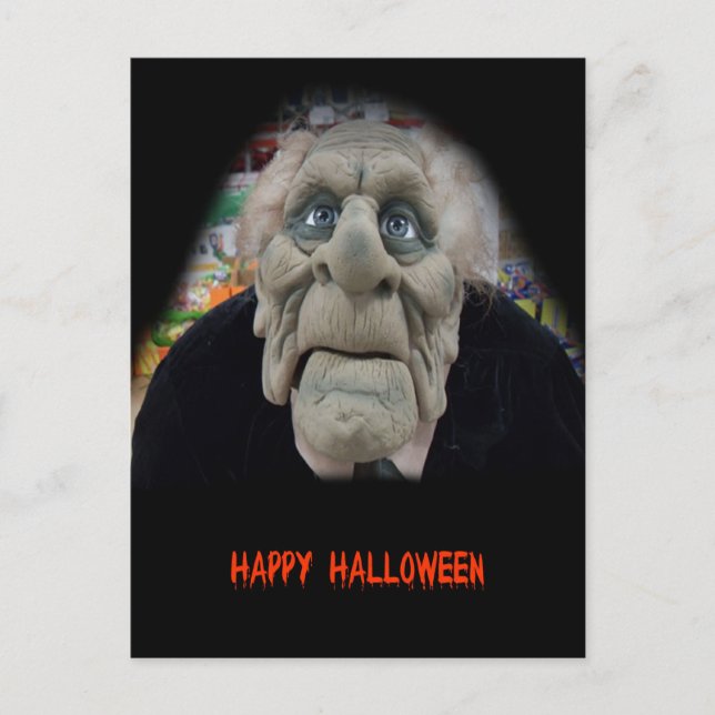 Gamla mansmask i svart bakgrund vykort (Framsida)